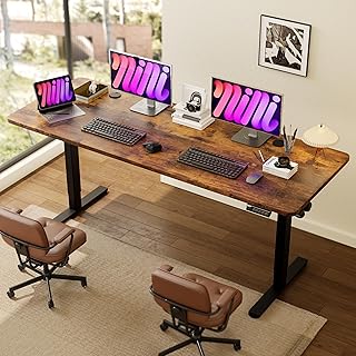 Monomi 79in Electric Standing Desk Rustic Brown